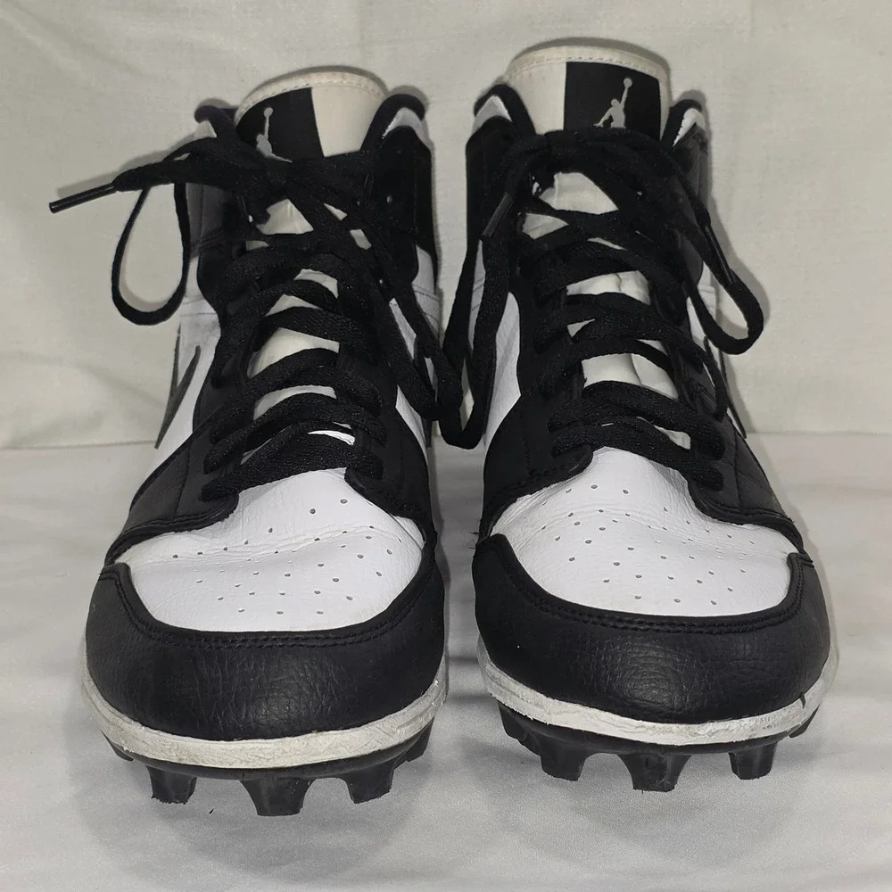 Jordan 1 Mid TD Football Cleats Panda Black White FJ6805-100 Mens 9